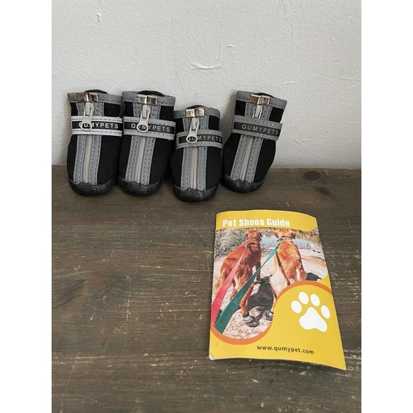 Qumy Pet Dog Boot Shoes - Size 1 Small - Black - 1.29” x .98” Rubber Base - Picture 1 of 4